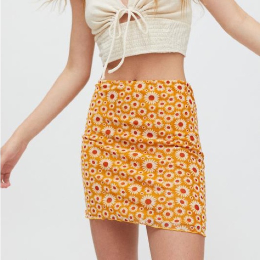 UO Printed Mesh Mini Skirt